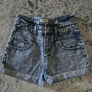 Forever 21 Blue Jean Shorts High-Waisted Acid Wash